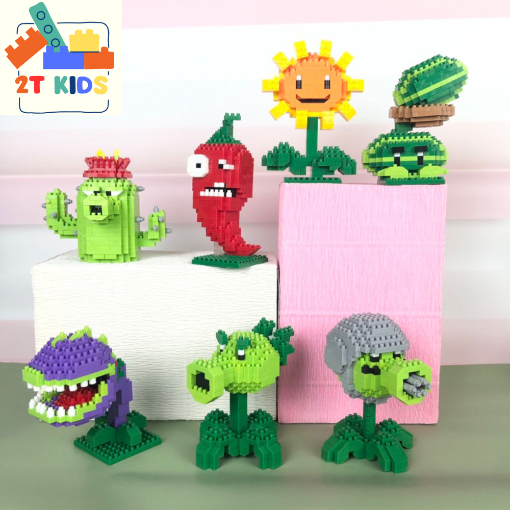 Đồ chơi lắp ráp hoa quả và zombies, game plants vs zombies