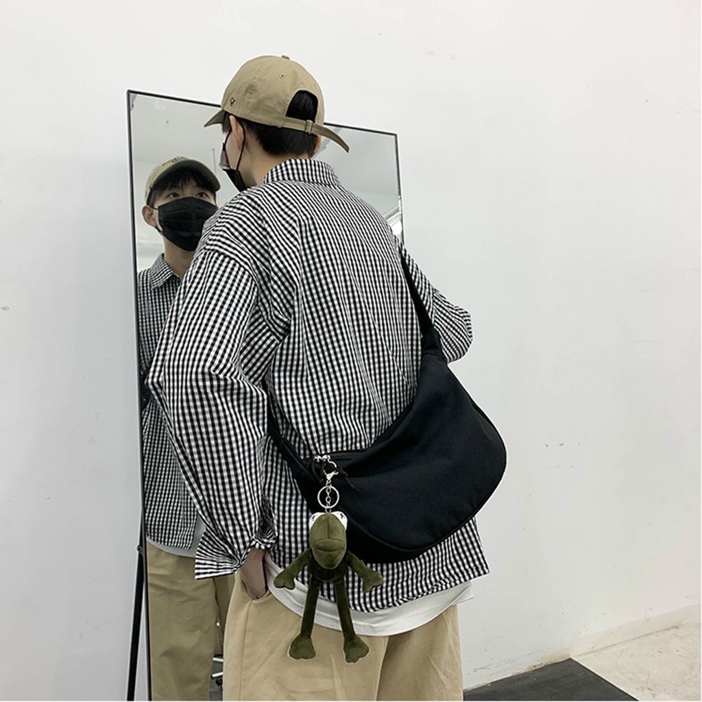 Túi bán nguyệt vải canvas đeo chéo nam nữ