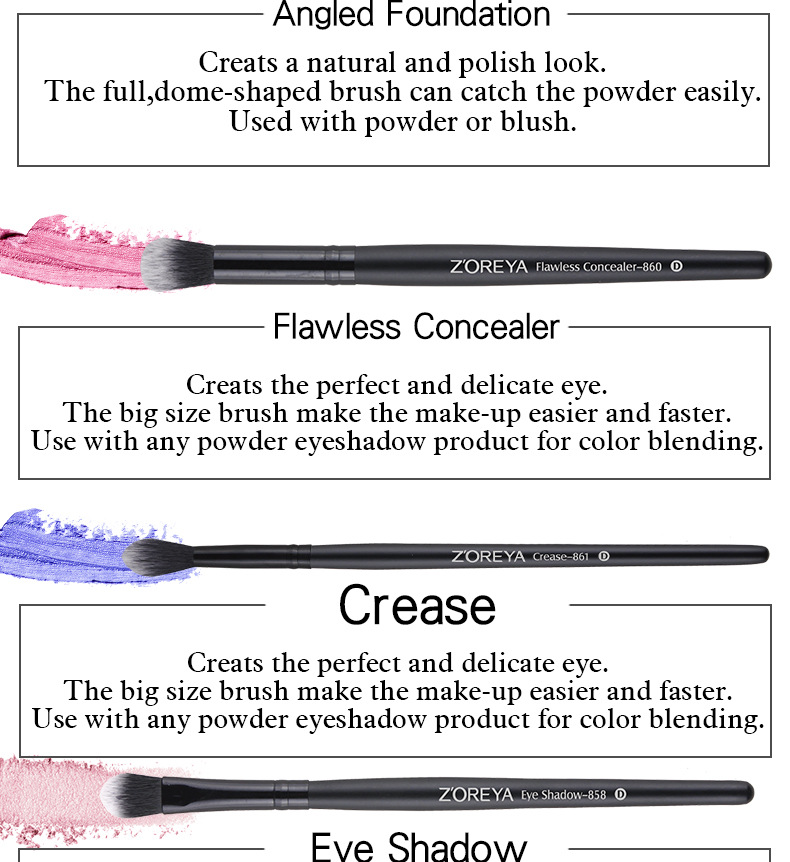 [HCM]Bộ cọ makeup cá nhân 15 cây Zoreya (Đen)