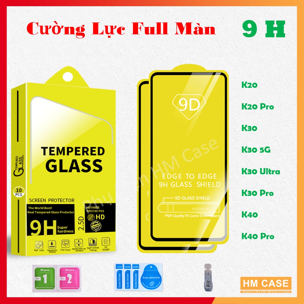 Cường lực full màn 9d xiaomi redmi k40 gaming / k40 / k40pro / redmi k30 / k30 pro / k30 ultra / k20 / k20 pro