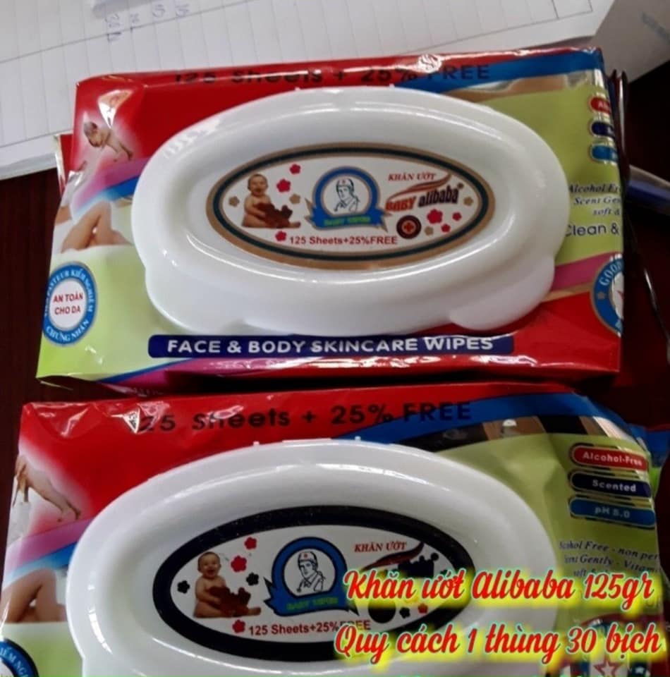 Combo 3 bịch khăn ướt Alibaba 125 tờ