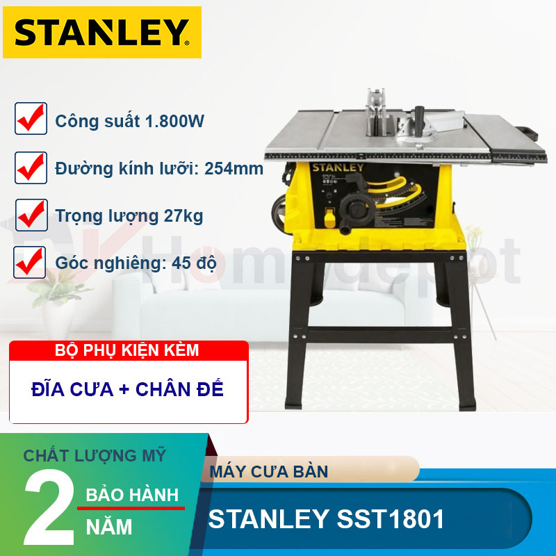 Máy cưa bàn sử dụng lưỡi 254mm 1800W Stanley SST1801 - Hàng chính hãng
