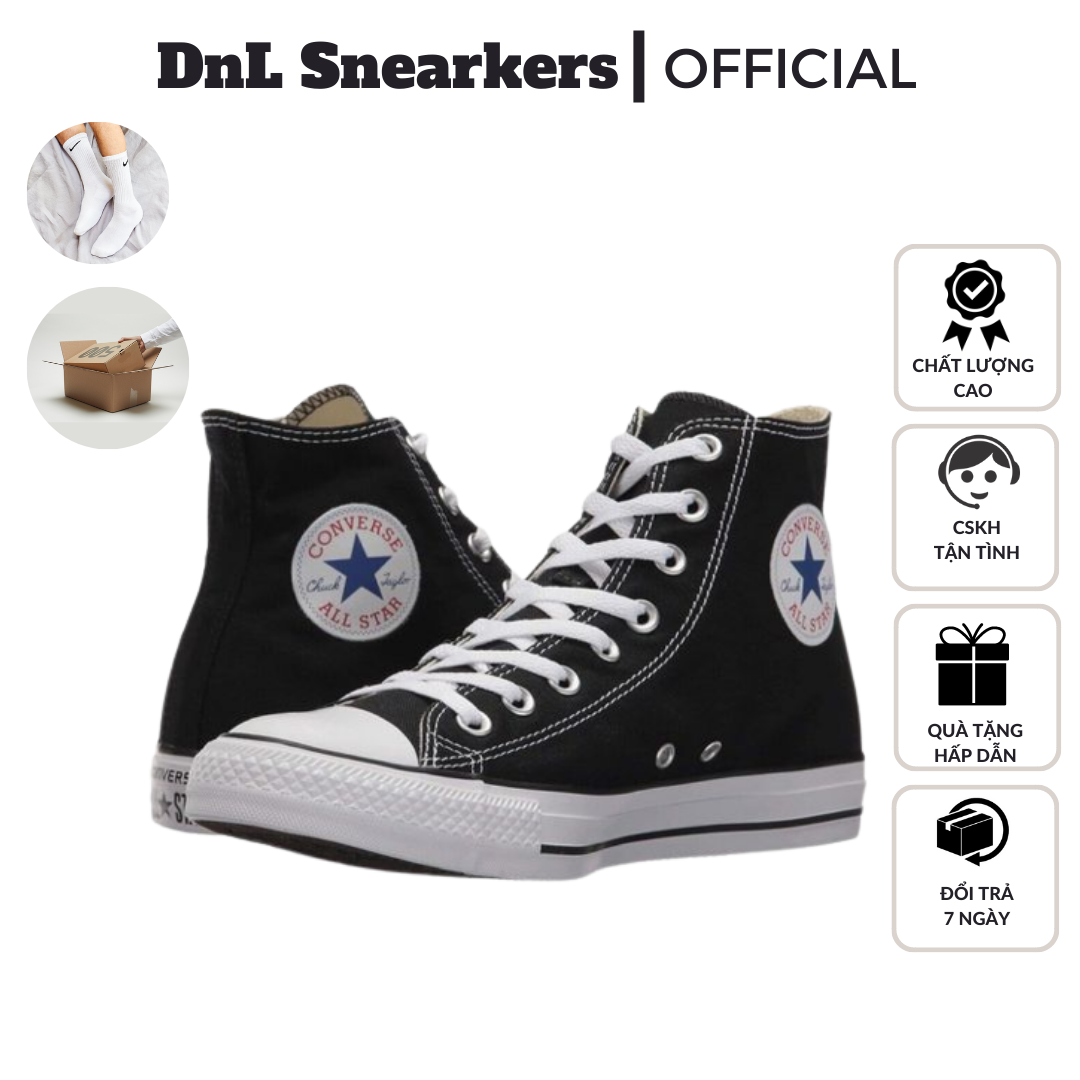 [Full Box] Giày Converse Classic Black White - Đen Trắng