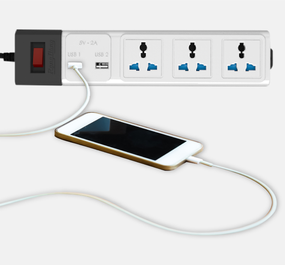 [Mẫu mới 2022] Ổ cắm đa năng USB 3m Rạng Đông Model: OC02.USB 3C/3M/10A