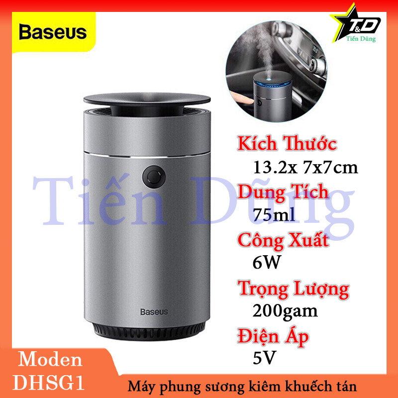 Máy phun sương tạo ẩm, khuếch tán tinh dầu Baseus Time Aromatherapy Machine Humidifier (DHSG1) dung tích 75ml, chất liệu vỏ hợp kim cho văn phòng, xe hơi, nhà ở