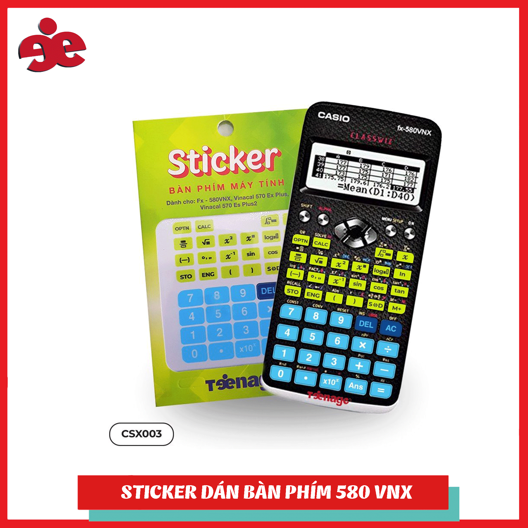 STICKER DÁN PHÍM MÁY TÍNH CASIO FX 580VNX