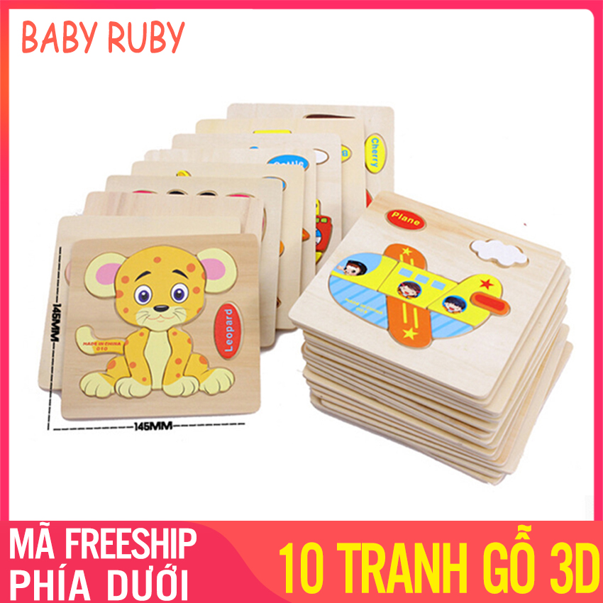 Bộ Đồ Chơi Xếp Hình Gỗ 3D - Hình Nổi Nhiều Chủ Đề An Toàn Cho Bé - Tranh ghép 3d ghép hình gỗ 3d tranh ghép gỗ 3d Xếp hình gỗ cho bé 3d - Baby Ruby