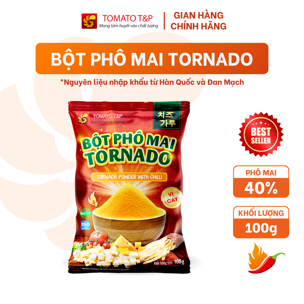Bột Phô Mai Tornado dùng để lắc khoai tây, gà rán, sốt phô mai, pudding phô mai - TOMATO T&P