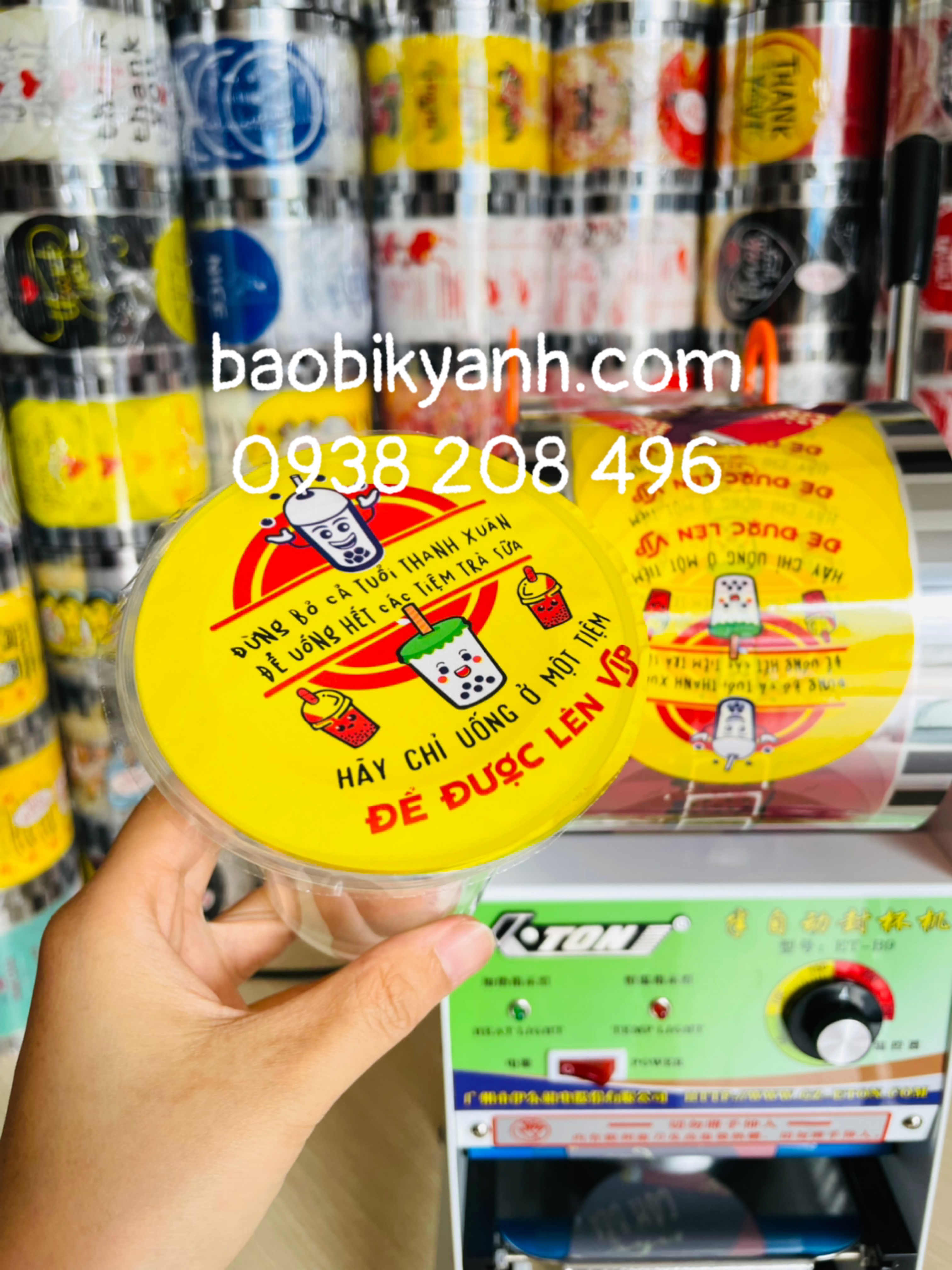 Màng ép ly trà sữa, kep ép miệng ly 2400 logo