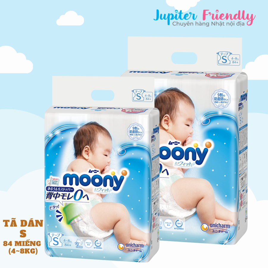 [COMBO 2] Bỉm - Tã Dán Moony Blue NB90/ S84/ M64/ L54