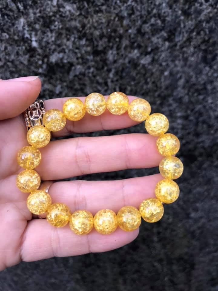 VÒNG TAY ĐÁ BỌT TUYẾT VÀNG 8LY-10LY