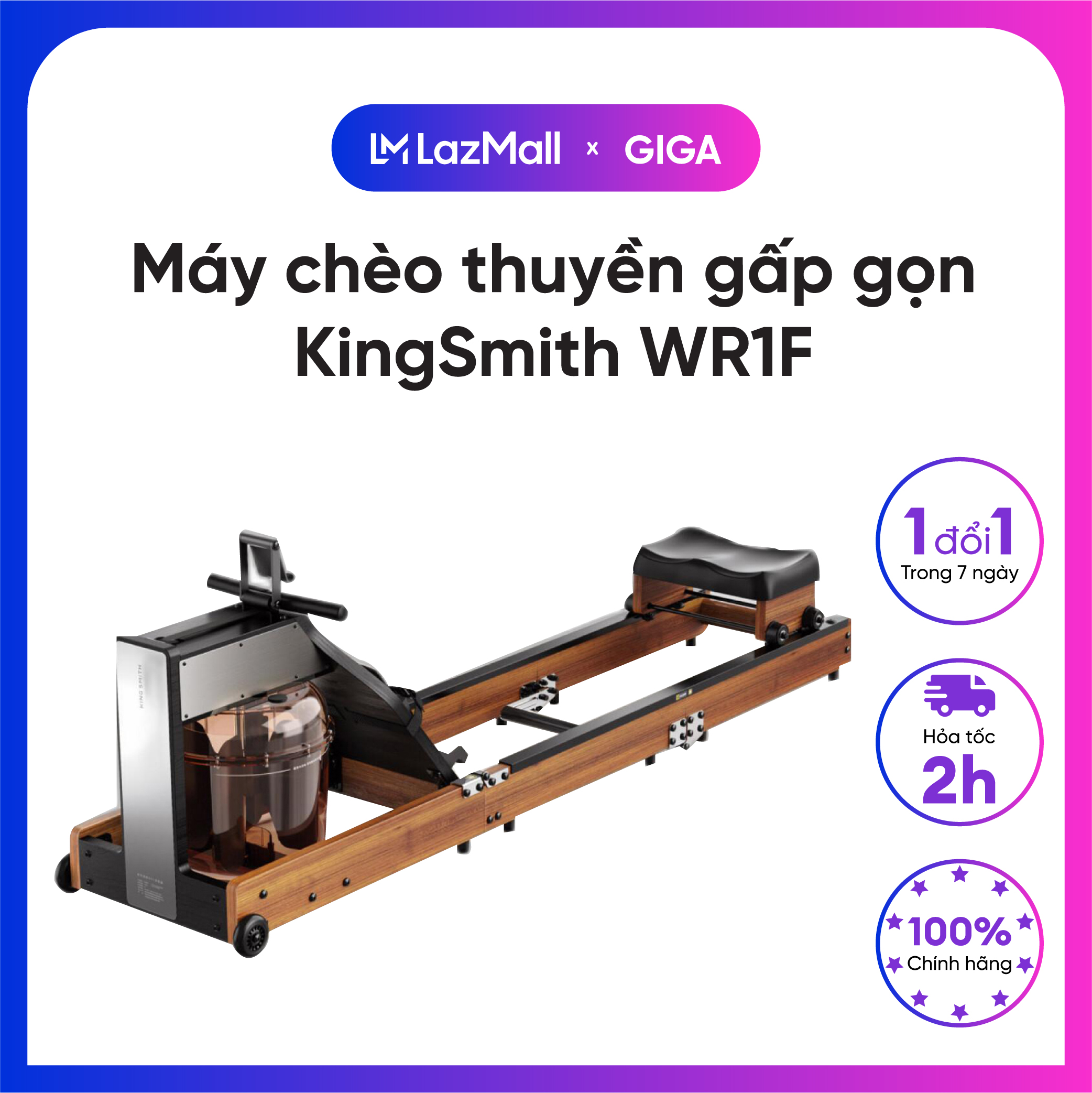 [ Hỏa tốc HN - HCM ]  Máy chèo thuyền gấp gọn KingSmith WR1F