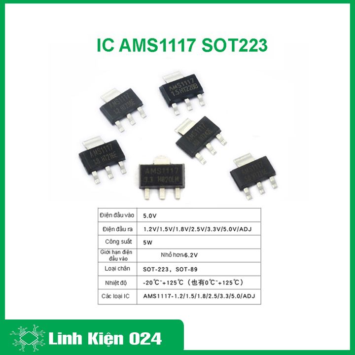 Bộ 5 con Ic nguồn AMS1117 SOT223