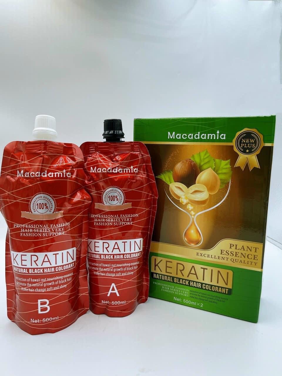 Nhuộm Đen Không Dính Da Đầu keratin 500ml x 2