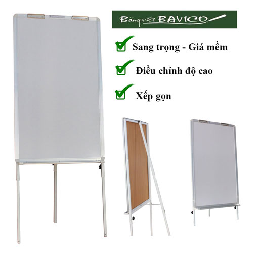 [HCM]Bảng Flipchart 3 Chân Rút Viết Bút Lông Poly Taiwan kẻ ô vuông 5cm KT 100x60cm (bavico)