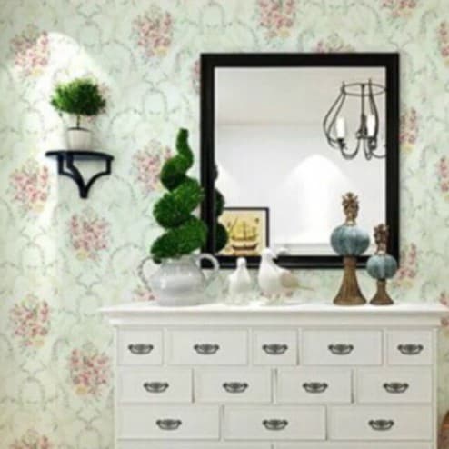 Giấy dán tường hoa văn cổ điển xanh ( cuộn dài 10m khổ rộng 45cm, có sẵn keo)