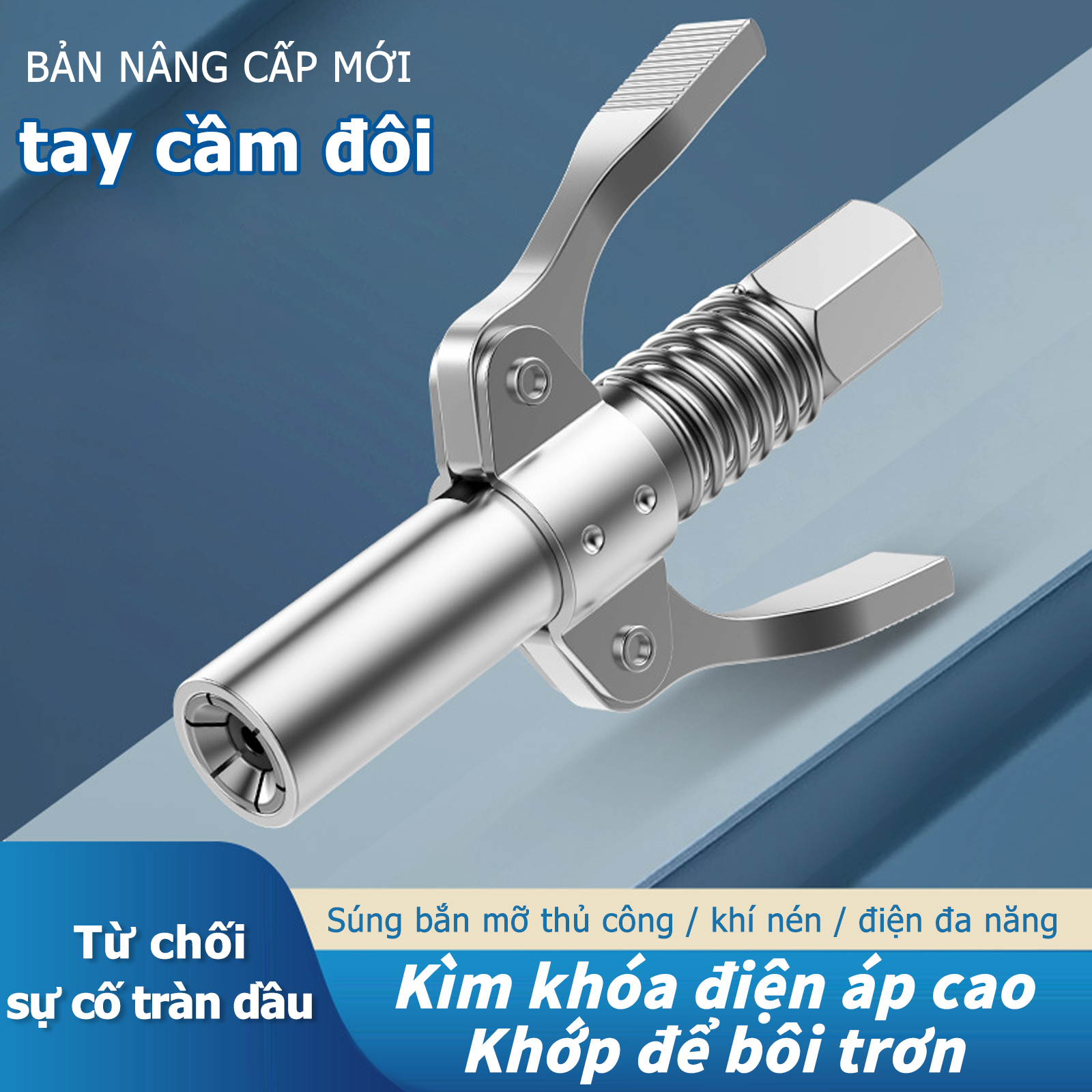 Đầu bơm mỡ kẹp đôi cao cấp L+R+T 6 chấu