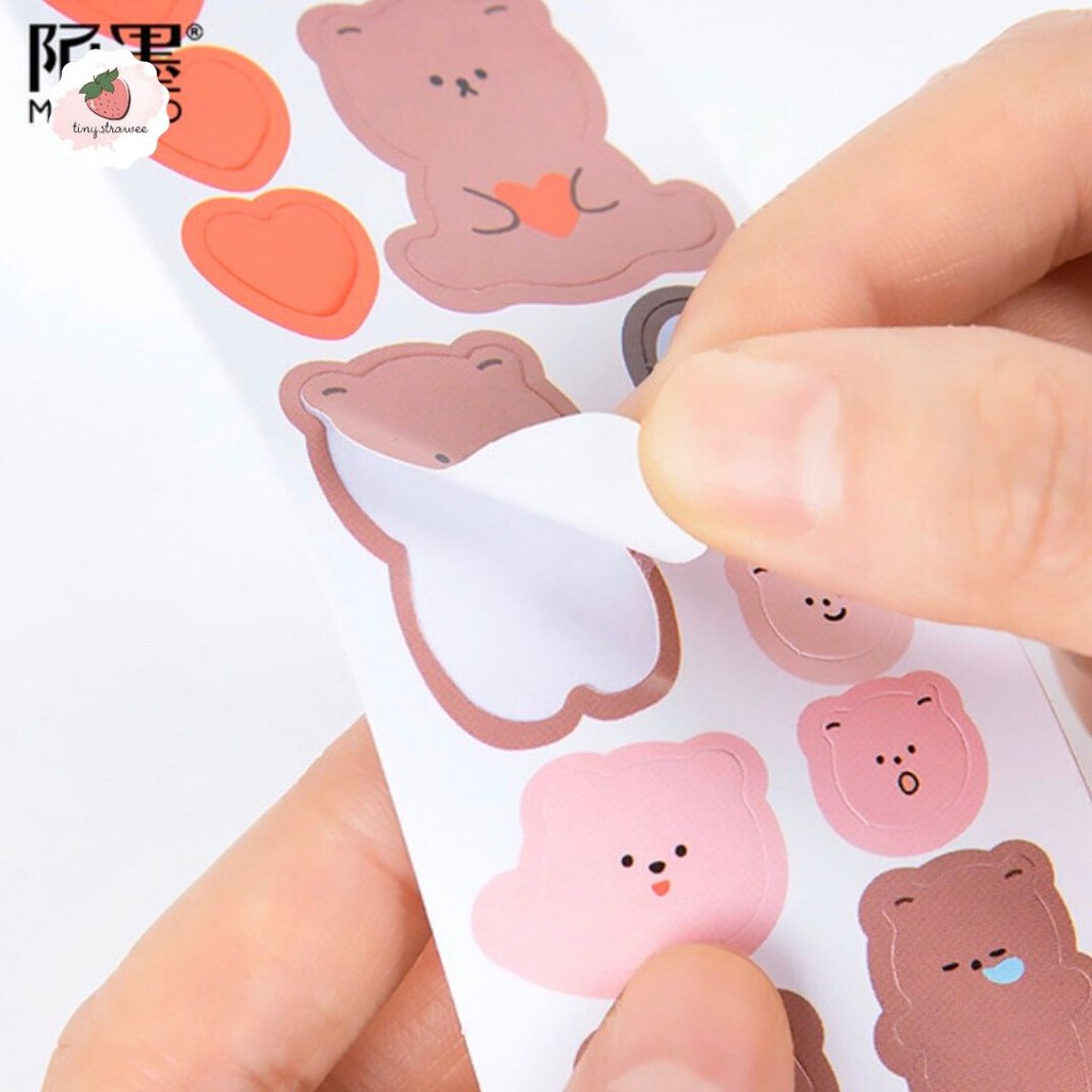 Set 2 dải sticker Hàn hình gấu mập