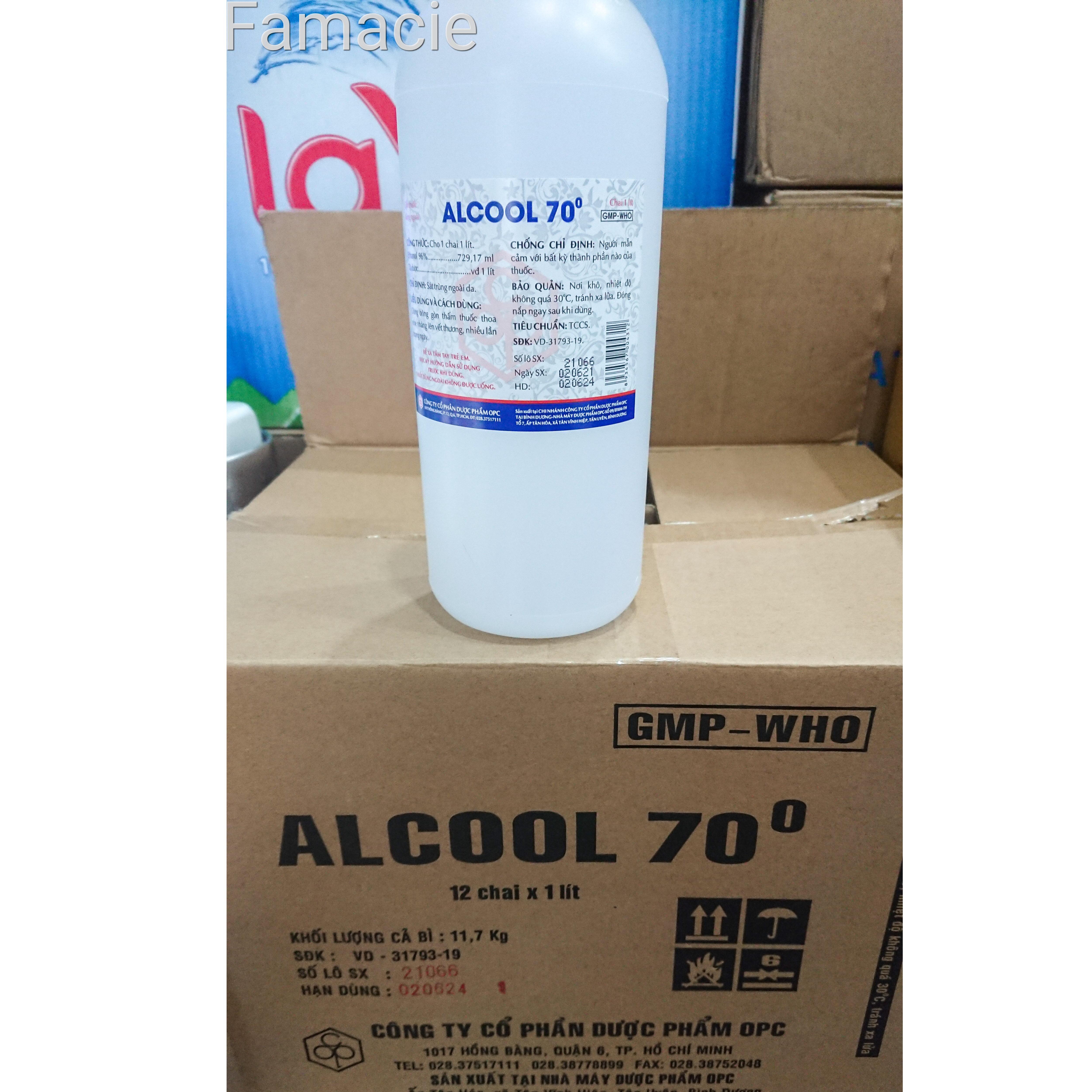 Dung dịch cồn ALCOOL 70 Sát khuẩn - có Pump [Chai|1000ml]