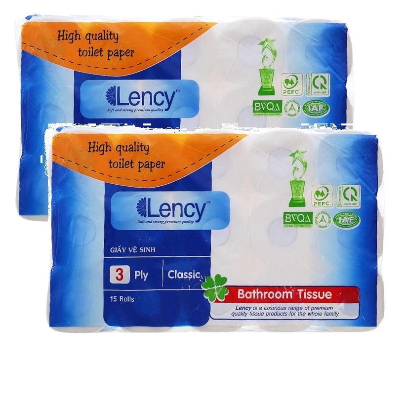 Combo 2 lốc Giấy vệ sinh Lency 15 cuộn cao cấp (3 lớp)
