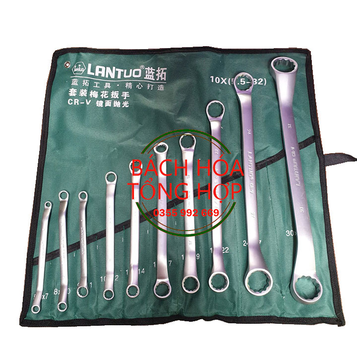 Cờ lê tròng, Cờ lê vòng miệng 2 đầu đủ kích cỡ từ 6-32mm bằng thép mạ Cr-V sáng bóng, chống gỉ sét