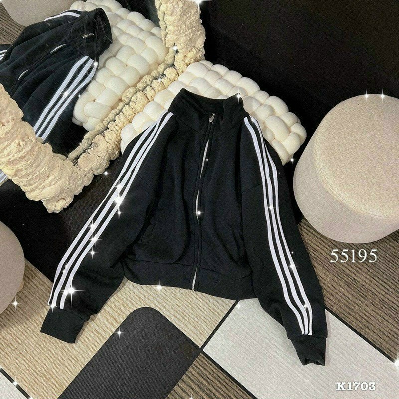 Áo khoác croptop cánh dơi, dây kéo khuy tròn siêu dễ thương