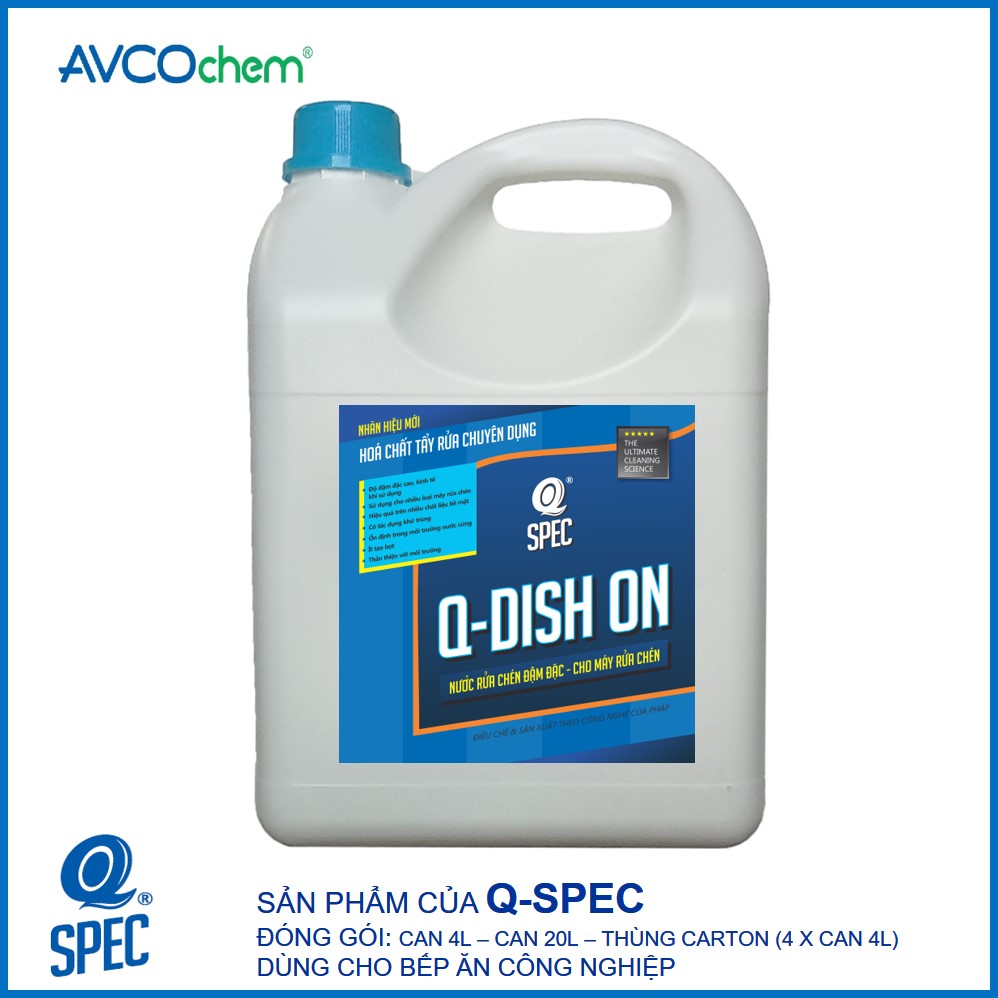 Nước rửa chén dùng cho máy Q-Dish On - can 4 lít - Avcochem - Q-Spec
