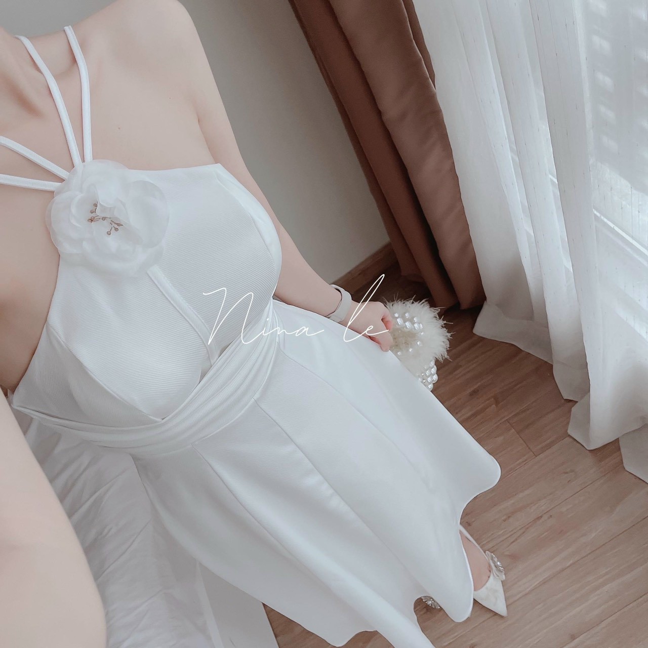 đầm cổ đang dây kết bông cực xinh