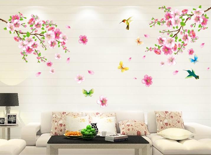 Decal dán tường Hoa đào chim én- H68-flowerdecal-Scenedecal