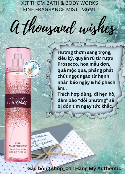 [BILL Mỹ] Xịt Thơm Bath And Body Works A Thousand Wishes 236ml