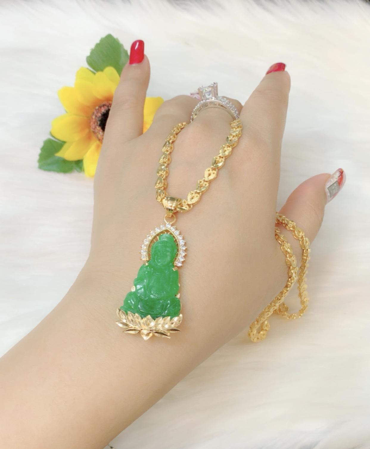 Dây chuyên nữ mặt mẹ quan âm mạ vàng 18k