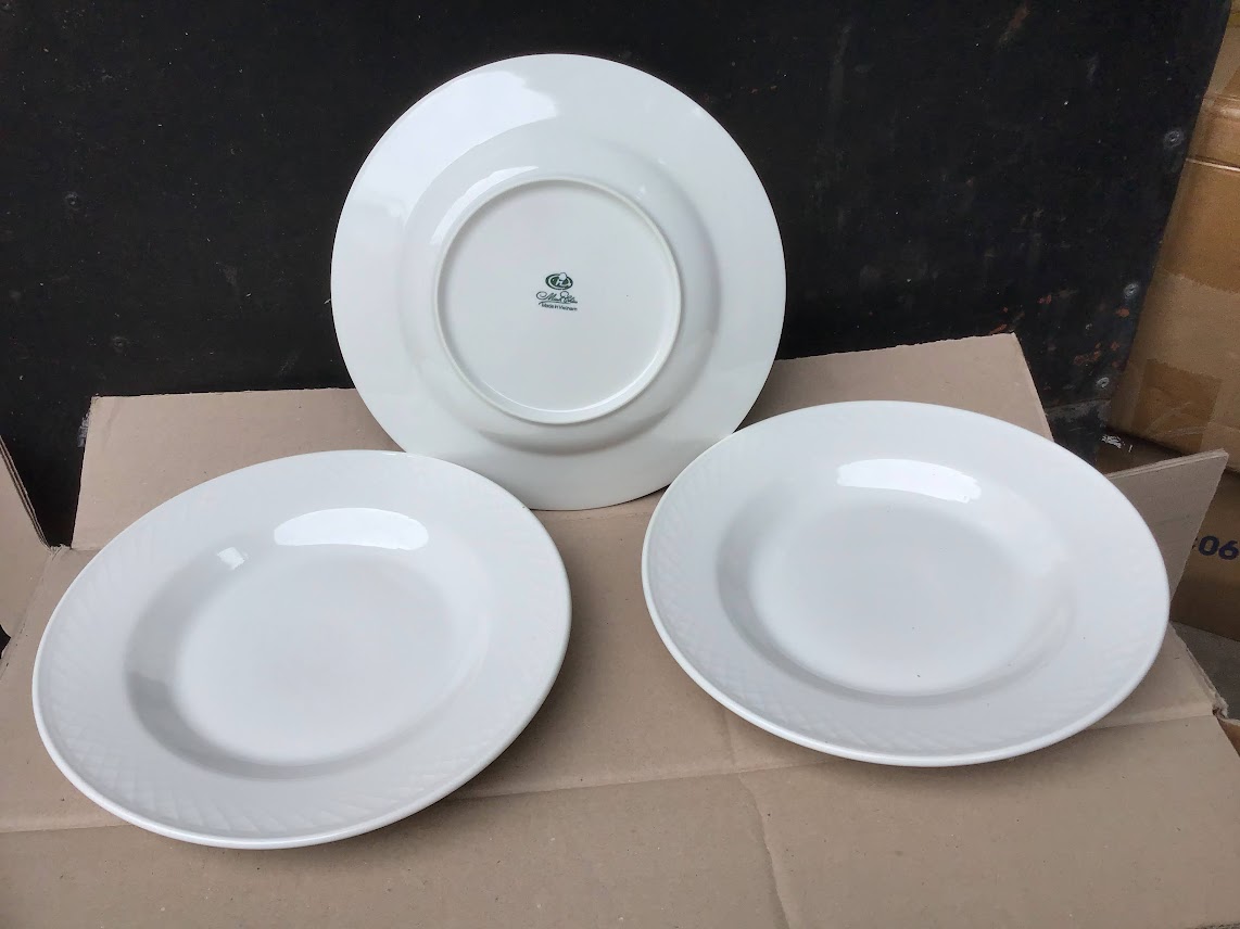 Combo 3 dĩa sứ cao cấp sâu lòng gân 9inch (22.5cm)