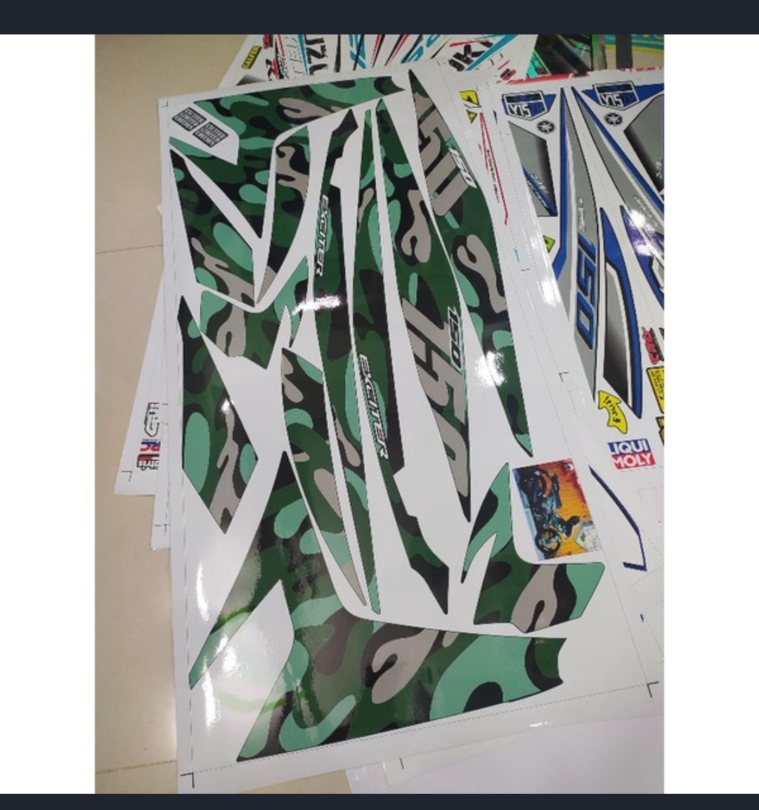 Tem Rời Exciter 150 Camo Dán Xe Đen