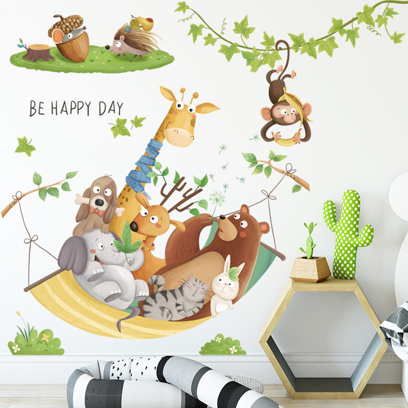 Decal dán tường cho bé huơu nằm võng