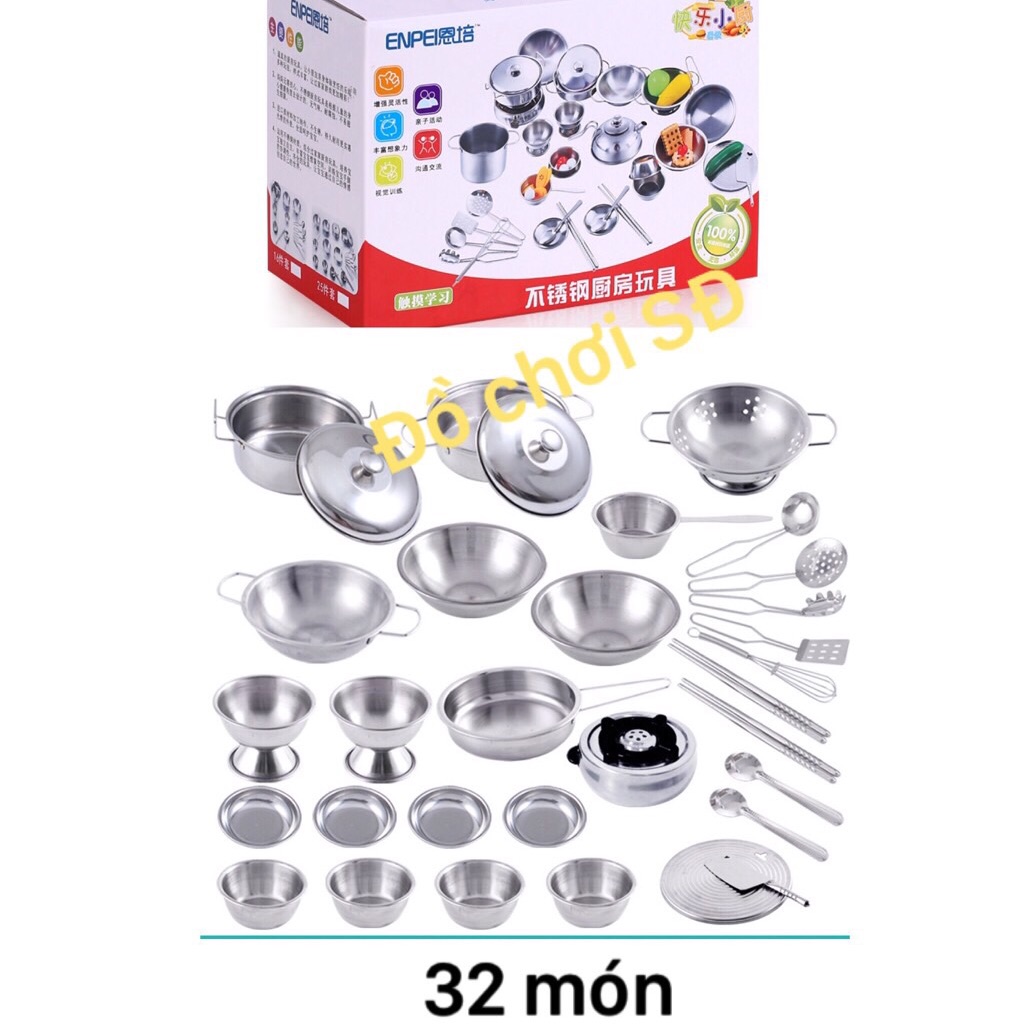 Đồ chơi nấu ăn bằng inox - 32 món