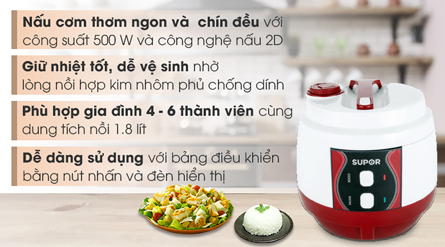 Nồi cơm điện niêu Supor CFXB50YB13VN-50 (1,8 Lít)