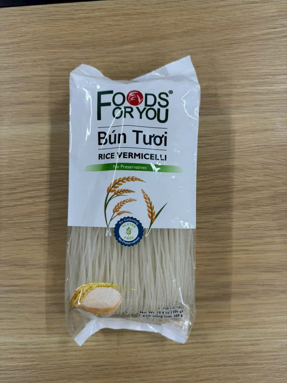 Bún tươi gạo trắng Food for You 300gr/gói, brand Mekong cũ (tầm 1kg bún tươi)