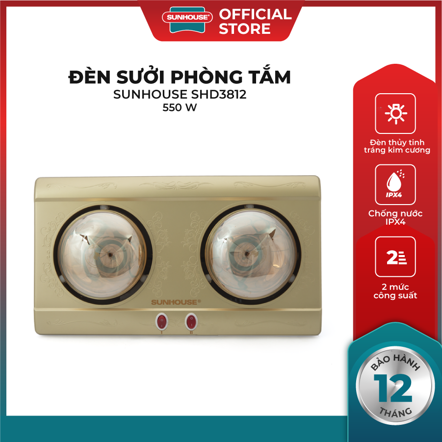 Đèn sưởi phòng tắm Sunhouse SHD3812 – Chống…