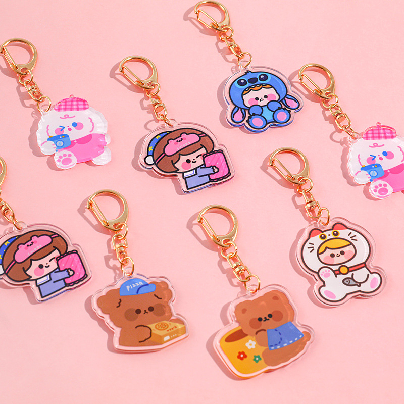 Móc khoá nhựa móc vàng treo balo, túi xách 4x8cm