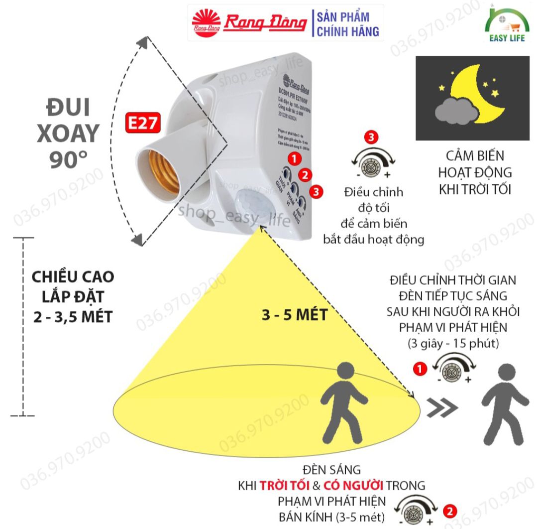 Đui cảm ứng chuyển động Rạng đông