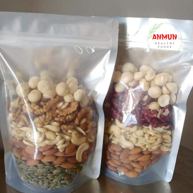 Hạt Dinh Dưỡng Mix 5 Hạt (Hạt Macca, , Óc Chó Đỏ, Óc Chó Nếp, Hạnh Nhân, Bí Xanh) - AnMun (500g)