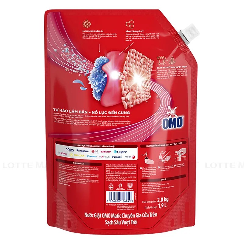NƯỚC GIẶT OMO MATIC 2 Kg (máy giặt cửa trên)