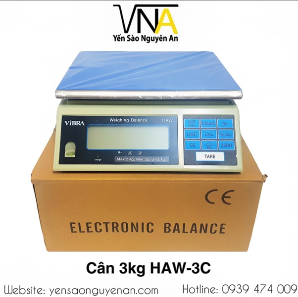 [SP000456] CÂN ĐIỆN TỬ VIBRA HAW-3C 3KG (Pin + nguồn)