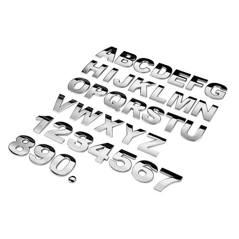 Metal letters and numbers with height 4.5cm motorcycle, car decoration stickers. Custom car stickers. Metal Material -with 3M glue as gift for stickers car letters