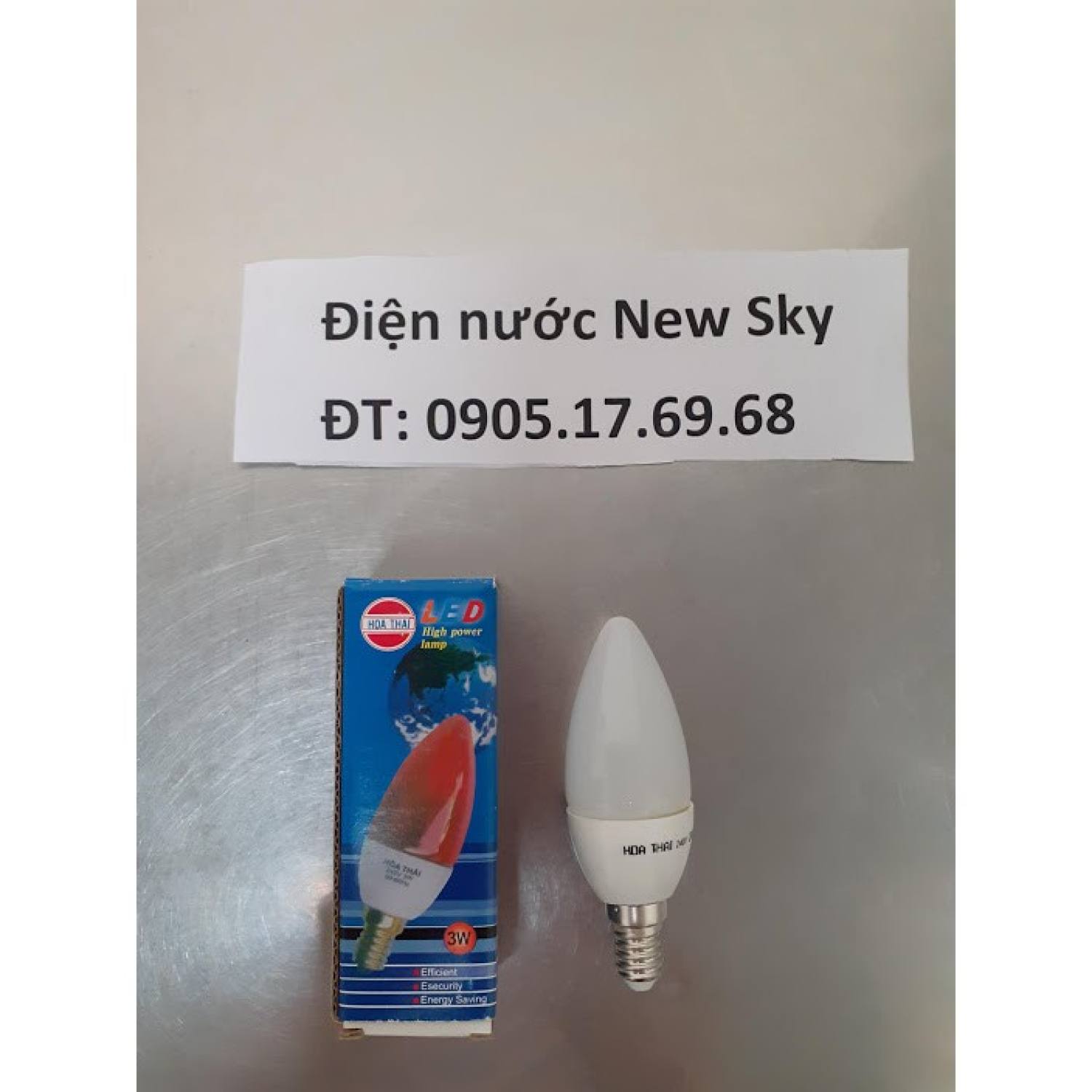 Bóng nhọn led Hòa Thái 3W đui E14, E27