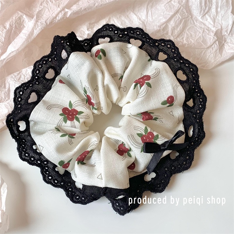 SCRUNCHIES LỤA CÁT CHERRY  - CỘT TÓC VẢI THỜI TRANG NỮ HOT TREND