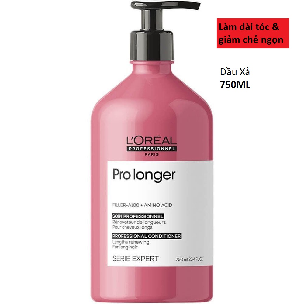 Dầu gội 1500ml, dầu xả 750ml giảm gãy rụng, dưỡng dài và dày tóc L'Oreal Professionnel Serie Expert Pro Longer