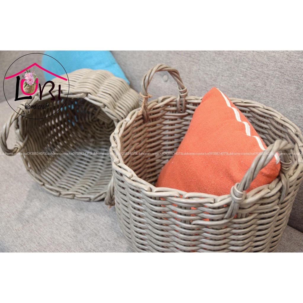Round Plastic woven baskets - Set of 3