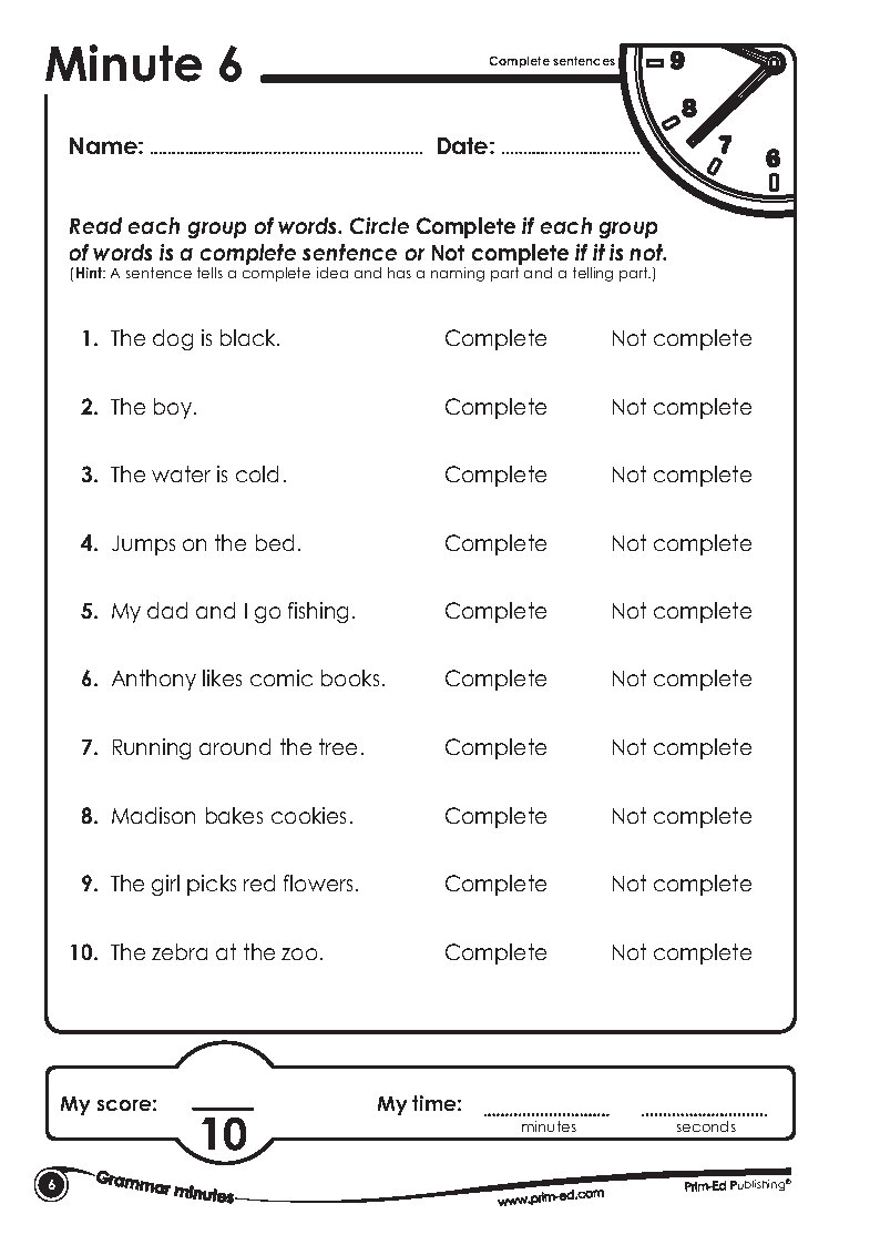 [Trọn bộ] Grammar Minutes Workbook (Grade 1 - 6) - 6 Books