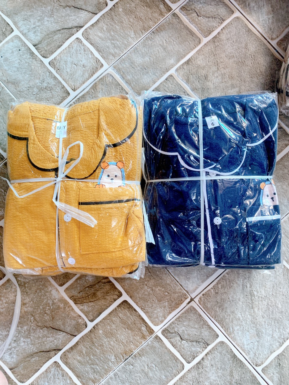 bộ pijama cho bé in gấu dễ thương